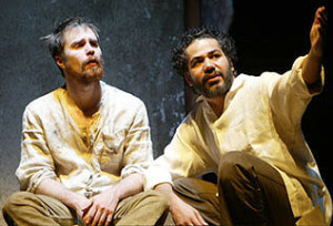 Sam Rockwell (Judas) and John Ortiz (Jesus) in Stephen Adly Guirgis' The Last Days of Judas Iscariot, Public Theater, NYC, 2005 - (c) Carol Rosegg
