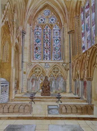 Aidan Hart, Watercolour showing the statue in place and possible additions to the chapel, used with permission of artist.